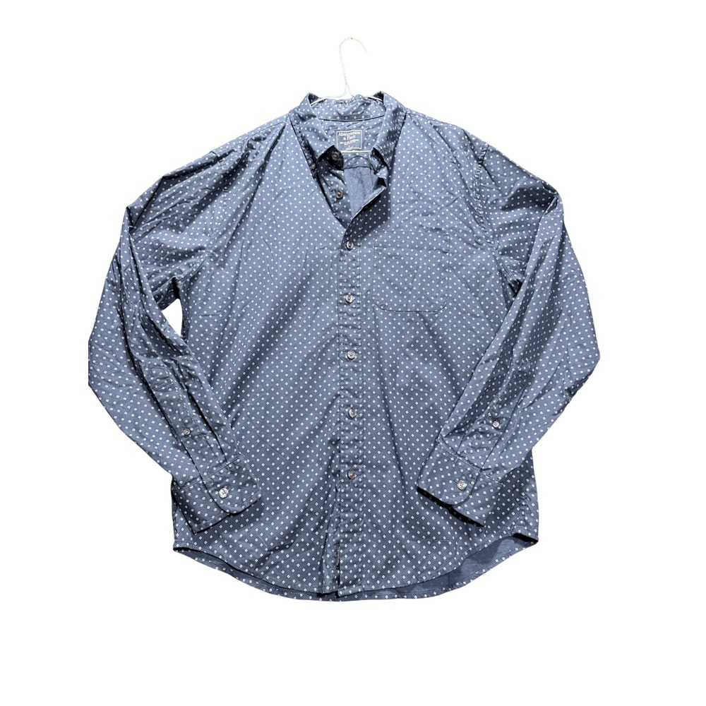 Abercrombie & Fitch Button Down Mens Large Navy Geo Print Long Sleeve Shirt